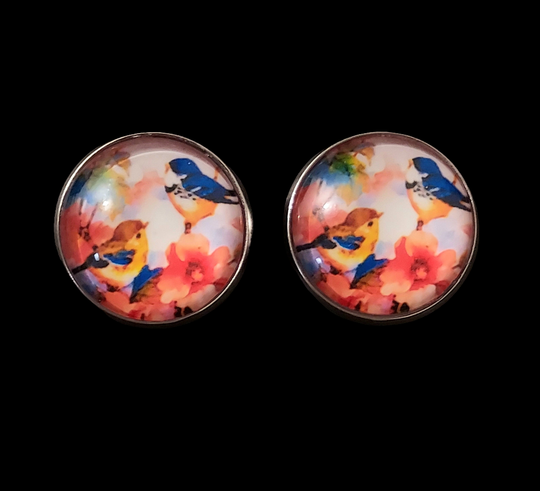 Boucles d'oreilles argentées acier inoxydable - Birdy