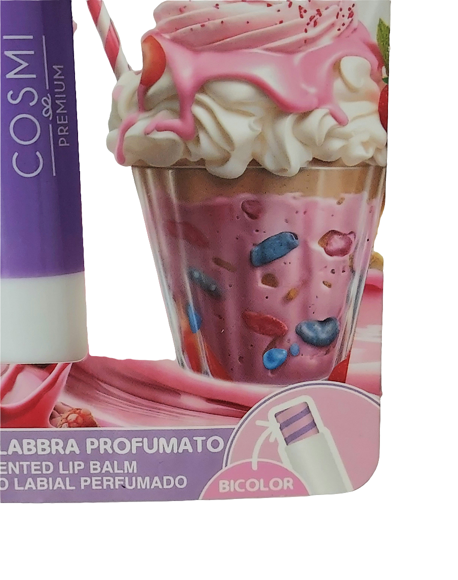 Baume à lèvres senteur - Milkshake fruits rouges bicolore