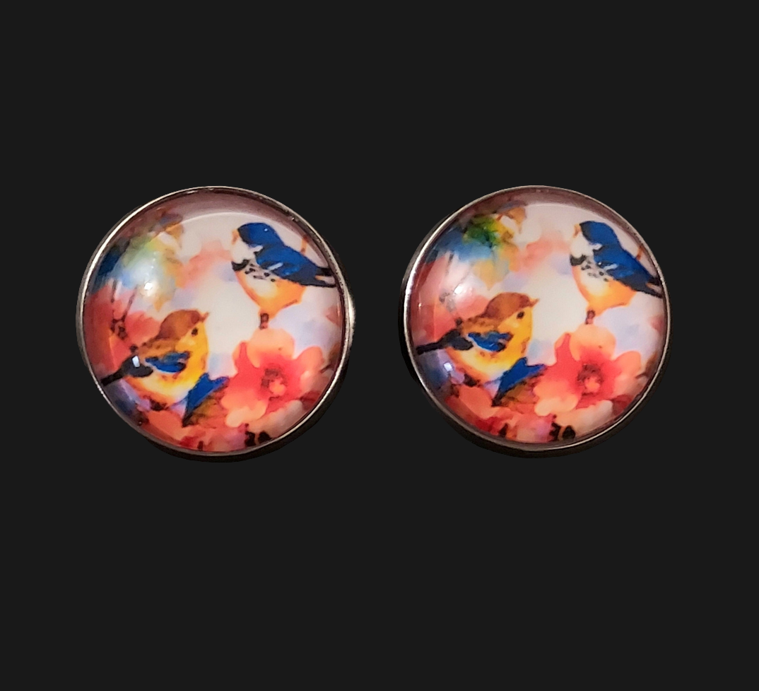 Boucles d'oreilles argentées acier inoxydable - Birdy