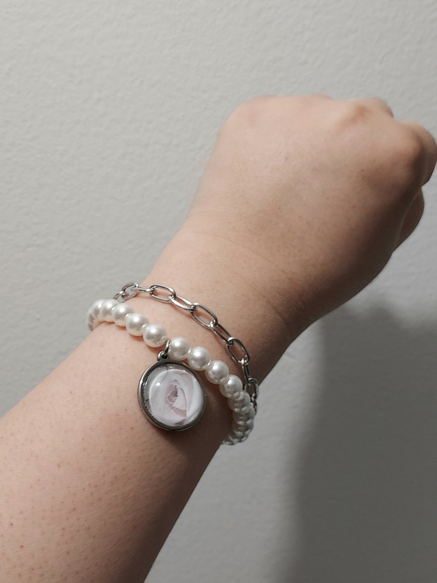 Bracelet en acier inoxydable et verre - Lunéa