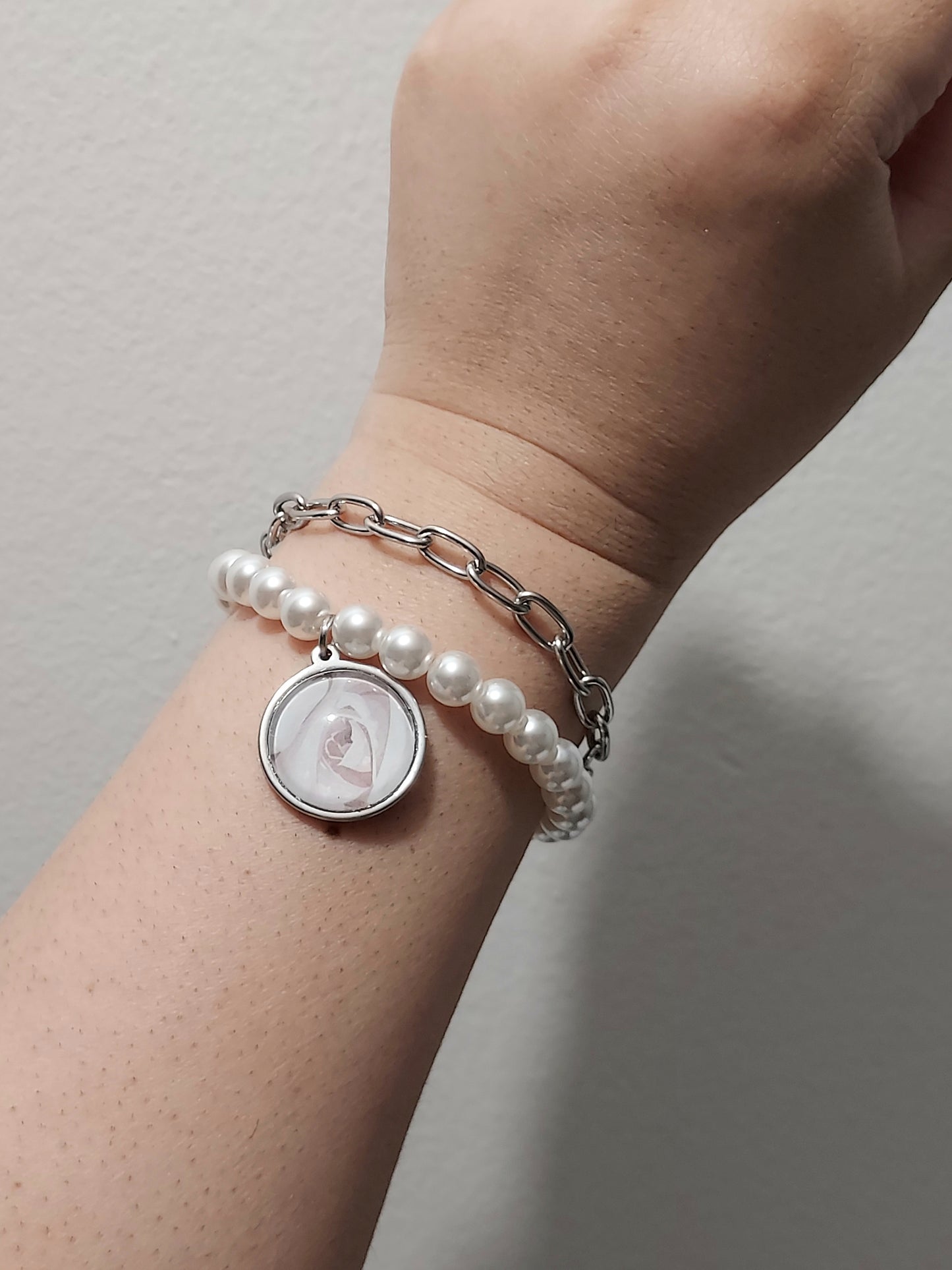 Bracelet en acier inoxydable et verre - Lunéa