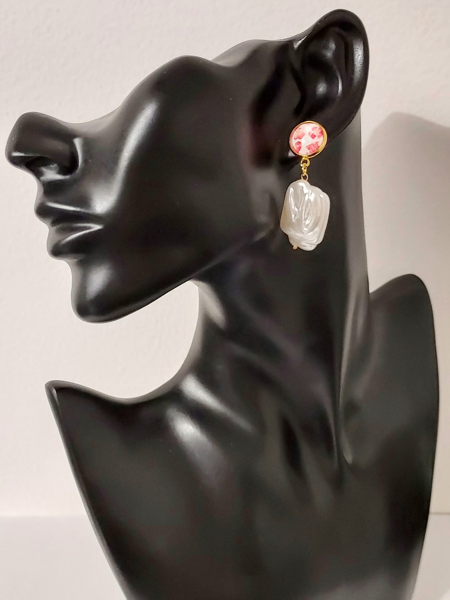 Boucles d'oreilles dorée et blanc en acier inoxydable - Marie 🌺