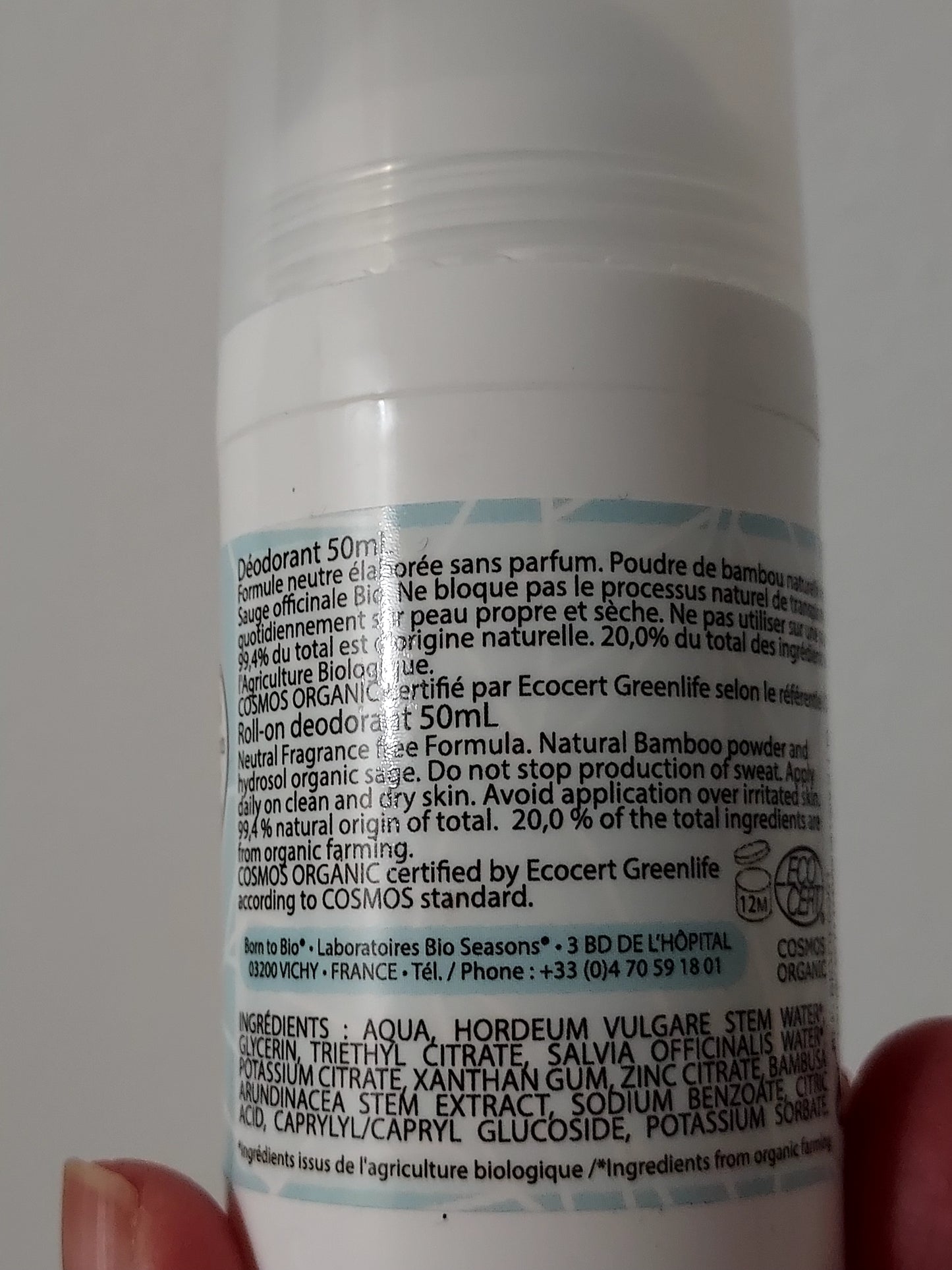 Déodorant roll-on Born To Bio neutre sans parfum - LunellaB