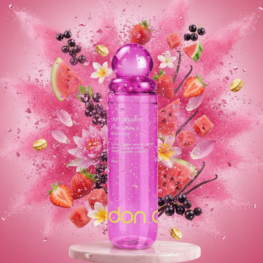 Brume corporelle femme Pink Vivala de LunellaB, flacon de 90 ml avec design élégant, parfum floral doux et rafraîchissant.