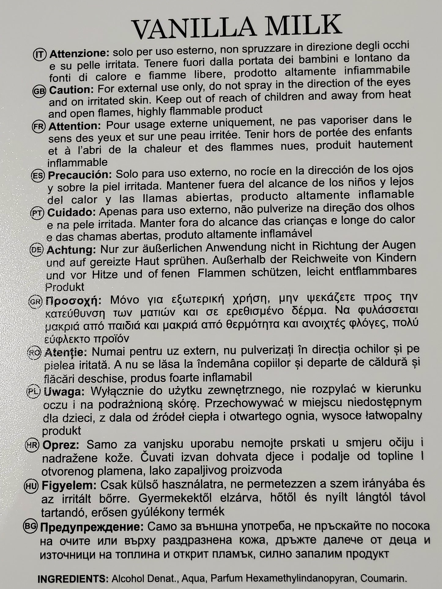 Eau de parfum Femme MG 100ml - Vanilla Milk