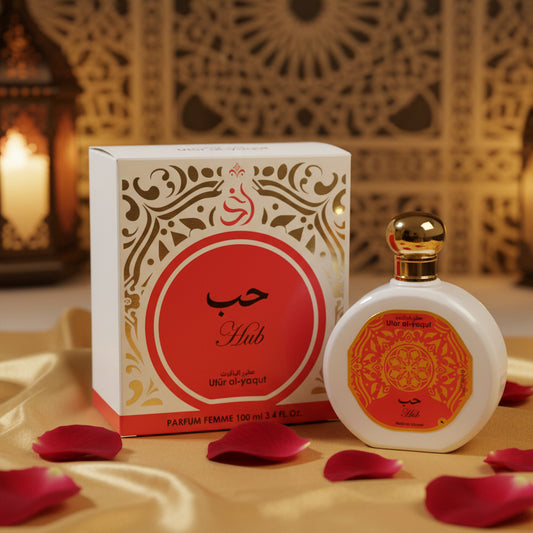 Parfum oriental pour femme LunellaB Habun pour Femme, flacon de 100 ml avec étiquette élégante et design sophistiqué.