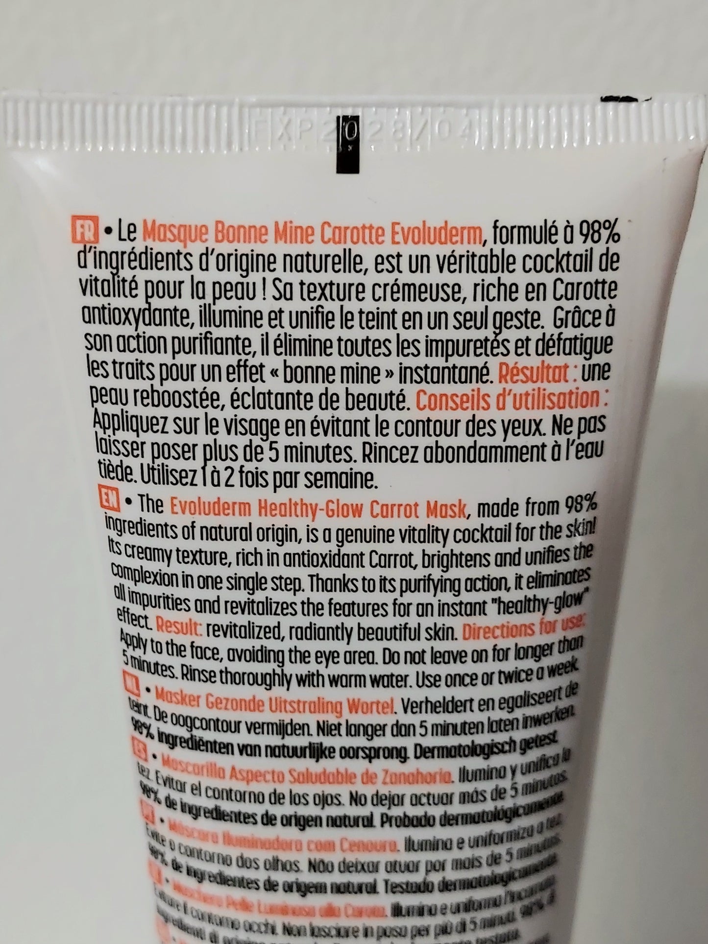 Masque visage bonne mine - Carotte - LunellaB