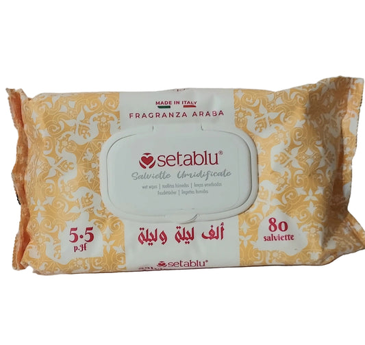 Lingettes nettoyantes multi-usages LunellaB avec parfum arabe, ensemble Setablu, texture douce et pratique pour le nettoyage.
