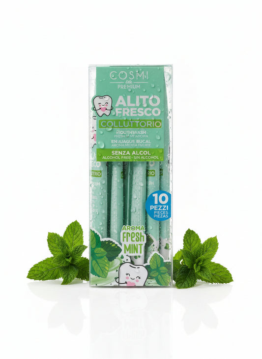 Bain de bouche menthe fraîche sans alcool 10 pièces 🍃