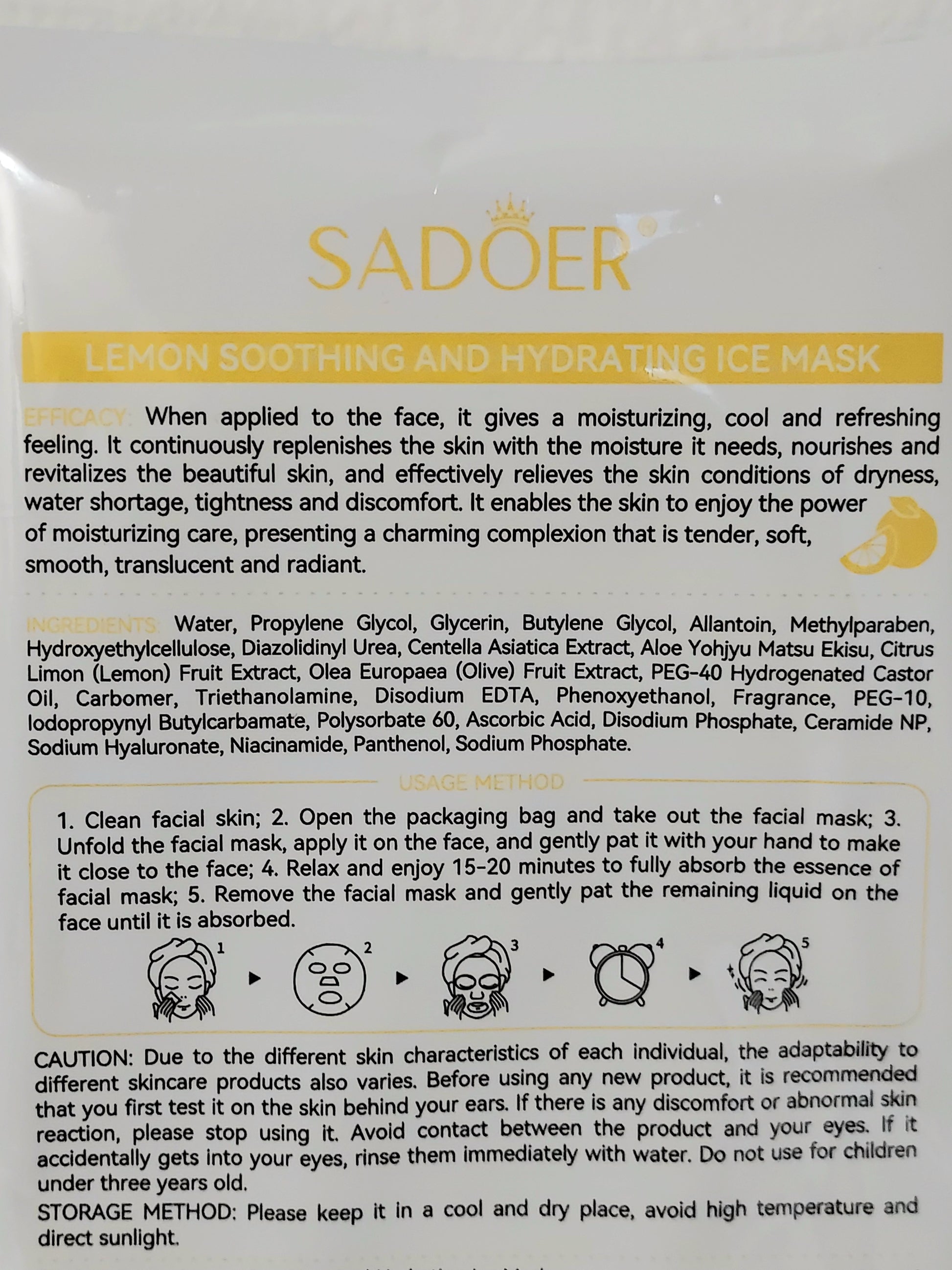 Masque visage Ice Mask citron 🍋 - LunellaB