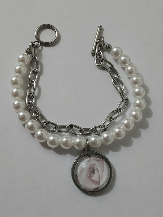 Bracelet en acier inoxydable et verre - Lunéa